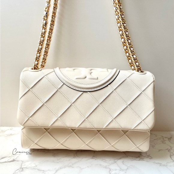 Tory Burch, Bags, New Tory Burch Large Fleming Soft Convertible Shoulder  Bag New Cream